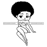 Afro Cute Sexy Betty Sensual Curvy Boss Lady Big Eyes Queen Melanin Curly Afro Hair Style SVG PNG JPG Cutting Files For Silhouette Cricut More