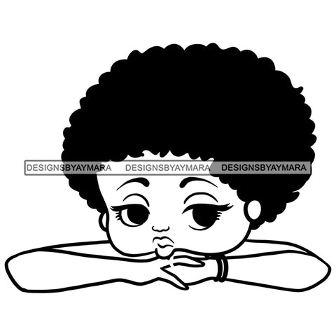 Afro Cute Sexy Betty Sensual Peeking Boss Lady Big Eyes Queen Melanin Curly Afro Hair Style SVG PNG JPG Cutting Files For Silhouette Cricut More