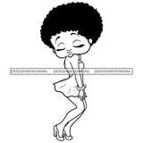 Afro Cute Sexy Betty Sensual Curvy Boss Lady Big Eyes Queen Melanin Curly Afro Hair Style SVG PNG JPG Cutting Files For Silhouette Cricut More