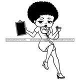 Afro Cute Sexy Betty Nurse Sensual Curvy Boss Lady Big Eyes Queen Melanin Curly Afro Hair Style SVG PNG JPG Cutting Files For Silhouette Cricut More
