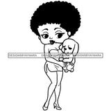 Afro Cute Sexy Betty With A Puppy Dog Sensual Curvy Boss Lady Big Eyes Queen Melanin Curly Afro Hair Style SVG PNG JPG Cutting Files For Silhouette Cricut More