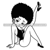 Afro Cute Sexy Betty Sensual Curvy Exotic Dancer High Heels Boss Lady Big Eyes Queen Melanin Curly Afro Hair Style SVG PNG JPG Cutting Files For Silhouette Cricut More