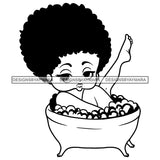 Afro Cute Sexy Betty Taking A Bubble Bath Sensual Curvy Boss Lady Big Eyes Queen Melanin Curly Afro Hair Style SVG PNG JPG Cutting Files For Silhouette Cricut More