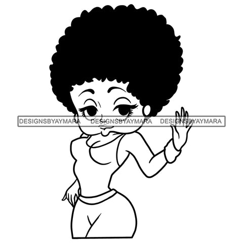 Afro Cute Sexy Betty Sensual Curvy Boss Lady Big Eyes Queen Melanin Curly Afro Hair Style SVG PNG JPG Cutting Files For Silhouette Cricut More