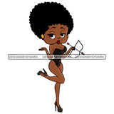 Afro Cute Sexy Betty Cupid Holding Arrow Sensual Curvy Boss Lady Big Eyes Queen Melanin Curly Afro Hair Style SVG PNG JPG Cutting Files For Silhouette Cricut More