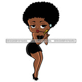 Afro Cute Sexy Betty Sensual Short Dress Curvy Boss Lady Big Eyes Queen Melanin Curly Afro Hair Style SVG PNG JPG Cutting Files For Silhouette Cricut More