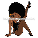 Afro Cute Sexy Betty Sensual Exotic Dancer Curvy Boss Lady Big Eyes Queen Melanin Curly Afro Hair Style SVG PNG JPG Cutting Files For Silhouette Cricut More
