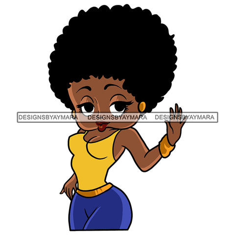 Afro Cute Sexy Betty Sensual Curvy Boss Lady Big Eyes Queen Melanin Curly Afro Hair Style SVG PNG JPG Cutting Files For Silhouette Cricut More