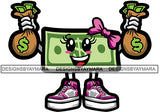 Money Bill Holding Money Bags Sneakers SVG PNG JPG Cut Files For Silhouette Cricut and More!