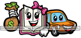 Cute Female Book Car Money Bag Business Logo SVG PNG JPG Cut Files For Silhouette Cricut and More!
