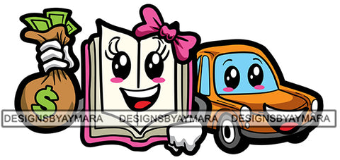 Cute Female Book Car Money Bag Business Logo SVG PNG JPG Cut Files For Silhouette Cricut and More!