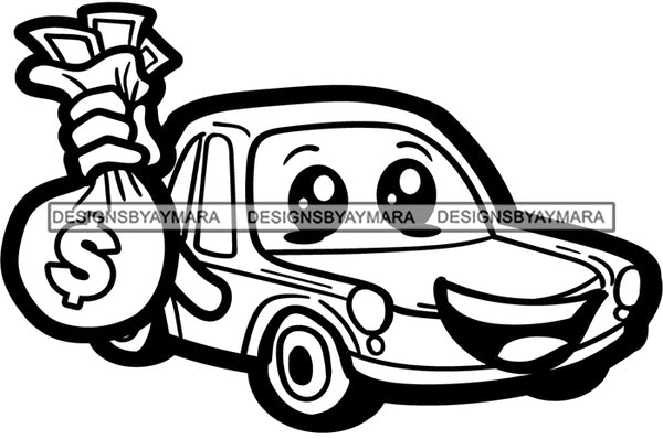 Car Automobile Money bags Business Logo SVG PNG JPG Cut Files For Silhouette Cricut and More!