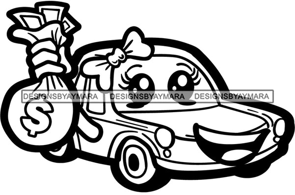 Car Automobile Money bags Business Logo SVG PNG JPG Cut Files For Silhouette Cricut and More!