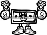 Money Bill Holding Money Bags Sneakers SVG PNG JPG Cut Files For Silhouette Cricut and More!