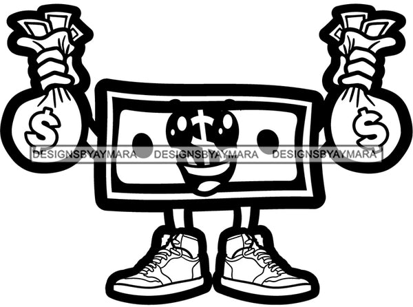 Money Bill Holding Money Bags Sneakers SVG PNG JPG Cut Files For Silhouette Cricut and More!