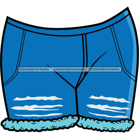 Cute Shorts Holes Ocean Blue Color Casual Clothes Trendy Fashion Style SVG JPG PNG Vector Clipart Cricut Silhouette Cut Cutting