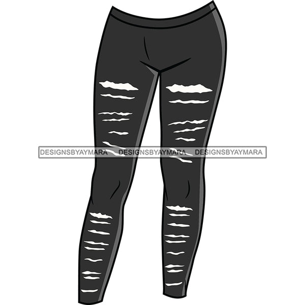 Tight Pants Holes Casual Clothes Modern Trendy Fashion Style B/W SVG JPG PNG Vector Clipart Cricut Silhouette Cut Cutting