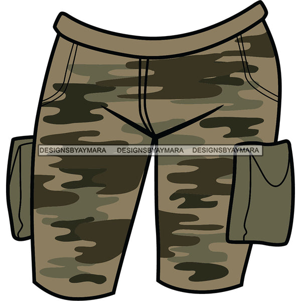 Camouflage Military Shorts Pockets Army War Soldier Brave Fashion Style SVG JPG PNG Vector Clipart Cricut Silhouette Cut Cutting