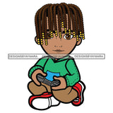 Teenager Boy Sitting Floor Playing Video Game Everyday Every Weekend Illustration SVG JPG PNG Vector Clipart Cricut Silhouette Cut Cutting