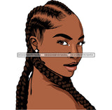 Black Sexy Naked Nude Woman Braids Hairstyle Girl White Jewelry Earrings Makeup Pink Lipstick Magic Melanin Nubian African American Lady SVG JPG PNG Vector Clipart Cricut Silhouette Cut Cutting