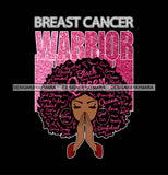 Afro Woman Praying Breast Cancer Warrior SVG Layered Files For Silhouette Cricut And More!