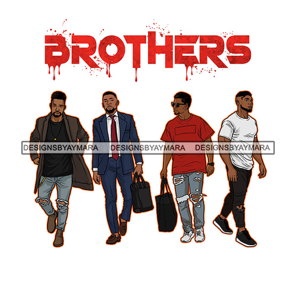 Dripping Brothers Word On Top Black Men Friends Having Fun White Background SVG JPG PNG Vector Clipart Cricut Silhouette Cut Cutting