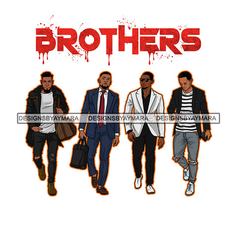 Dripping Brothers Word On Top Black Men Friends Traveling White Background SVG JPG PNG Vector Clipart Cricut Silhouette Cut Cutting