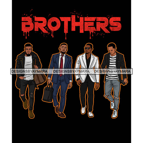 Dripping Brothers Word On Top Black Men Friends Traveling Black Background SVG JPG PNG Vector Clipart Cricut Silhouette Cut Cutting