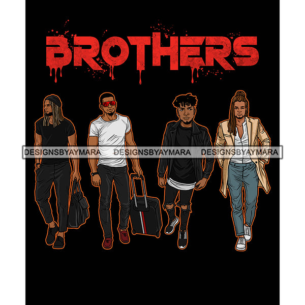 Dripping Brothers Word On Top Black Men Friends Journey Black Background SVG JPG PNG Vector Clipart Cricut Silhouette Cut Cutting