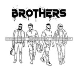 Dripping Brothers Word On Top Black Men Friends Friendship Illustration B/W SVG JPG PNG Vector Clipart Cricut Silhouette Cut Cutting