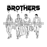 Dripping Brothers Word On Top Black Men Friends Family Reunion Illustration B/W SVG JPG PNG Vector Clipart Cricut Silhouette Cut Cutting