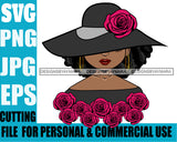 Afro Cute Lili Woman Wearing Hat Classy Boujee Style Flowers Black Girl Magic Melanin Popping Hipster Girl SVG JPG PNG Layered Cutting Files For Silhouette Cricut and More