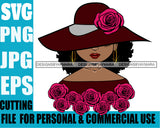 Afro Cute Lili Woman Wearing Hat Classy Boujee Style Flowers Black Girl Magic Melanin Popping Hipster Girl SVG JPG PNG Layered Cutting Files For Silhouette Cricut and More