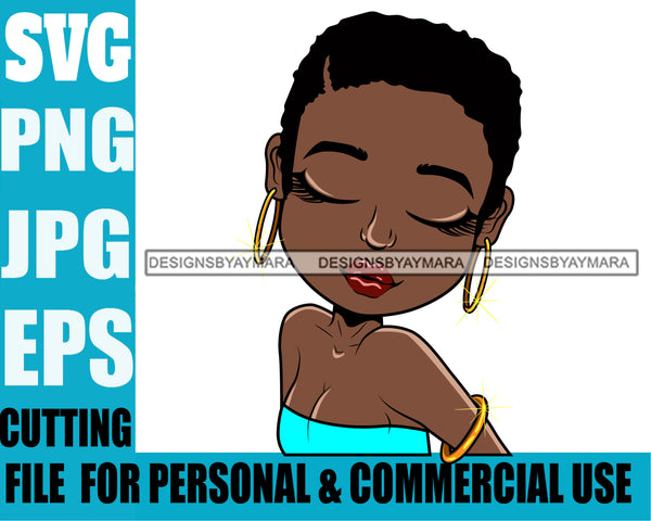 Afro Cute Lili Woman Afro Puff Short Hairstyle Blowing Kisses Black Girl Magic Melanin Popping Hipster Girl SVG JPG PNG Layered Cutting Files For Silhouette Cricut and More