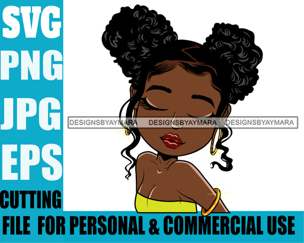 Afro Cute Lili Woman Afro Puff Hairstyle Blowing Kisses Black Girl Magic Melanin Popping Hipster Girl SVG JPG PNG Layered Cutting Files For Silhouette Cricut and More