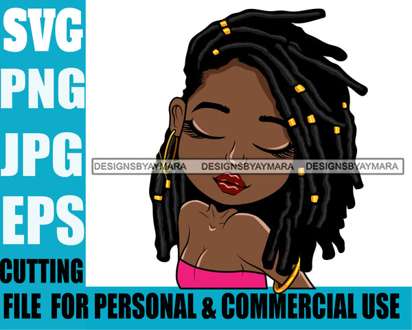 Afro Cute Lili Woman Braids Hairstyle Blowing Kisses Black Girl Magic Melanin Popping Hipster Girl SVG JPG PNG Layered Cutting Files For Silhouette Cricut and More