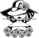 Afro Cute Lili Woman Wearing Hat Classy Boujee Style Flowers Black Girl Magic Melanin Popping Hipster Girl SVG JPG PNG Layered Cutting Files For Silhouette Cricut and More