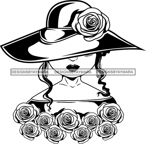 Afro Cute Lili Woman Wearing Hat Classy Boujee Style Flowers Black Girl Magic Melanin Popping Hipster Girl SVG JPG PNG Layered Cutting Files For Silhouette Cricut and More