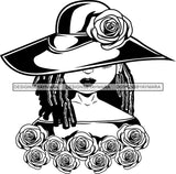 Afro Cute Lili Woman Wearing Hat Classy Boujee Style Flowers Black Girl Magic Melanin Popping Hipster Girl SVG JPG PNG Layered Cutting Files For Silhouette Cricut and More