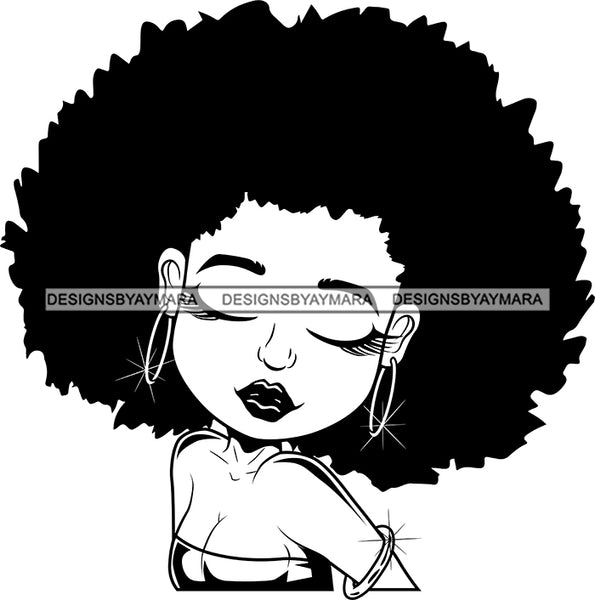 Afro Cute Lili Woman Afro Puff Hairstyle Blowing Kisses Black Girl Magic Melanin Popping Hipster Girl SVG JPG PNG Layered Cutting Files For Silhouette Cricut and More