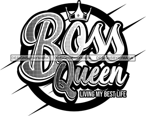 Boss Queen Living My Best Life Black Girl Magic Melanin Popping Hipster Girl SVG JPG PNG Layered Cutting Files For Silhouette Cricut and More