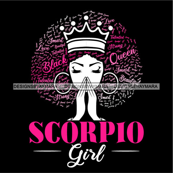 Scorpio Girl Calendar Afro Woman Melanin Popping Nubian Black Girl Magic SVG Cutting Files For Silhouette Cricut and More