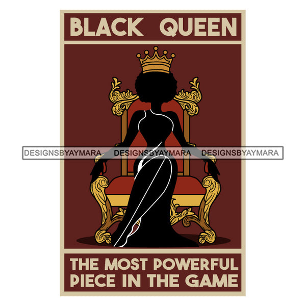 Afro Black  Queen The Most Powerful Piece In The Game SVG Cutting Files For Silhouette Cricut