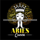 Aries Queen Calendar Afro Woman Melanin Popping Nubian Black Girl Magic SVG Cutting Files For Silhouette Cricut and More