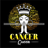 Cancer Queen Calendar Afro Woman Melanin Popping Nubian Black Girl Magic SVG Cutting Files For Silhouette Cricut and More