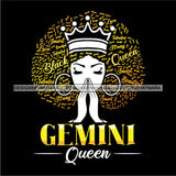 Gemini Queen Calendar Afro Woman Melanin Popping Nubian Black Girl Magic SVG Cutting Files For Silhouette Cricut and More