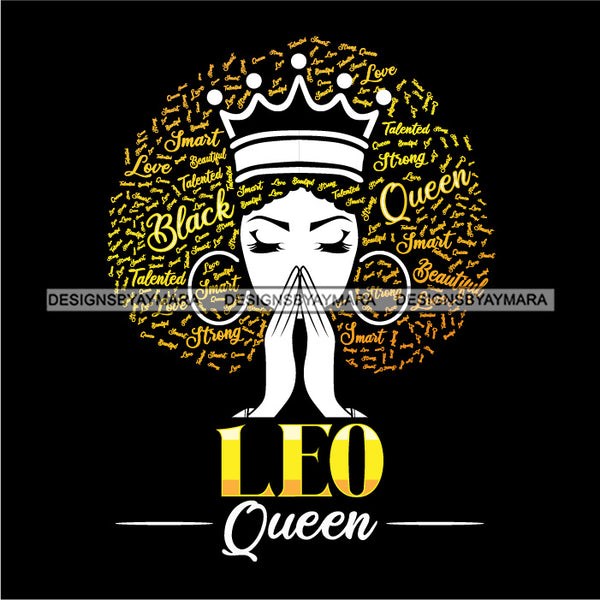 Leo Queen Calendar Afro Woman Melanin Popping Nubian Black Girl Magic SVG Cutting Files For Silhouette Cricut and More