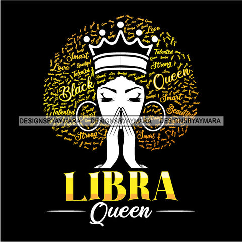 Libra Queen  Calendar Afro Woman Melanin Popping Nubian Black Girl Magic SVG Cutting Files For Silhouette Cricut and More