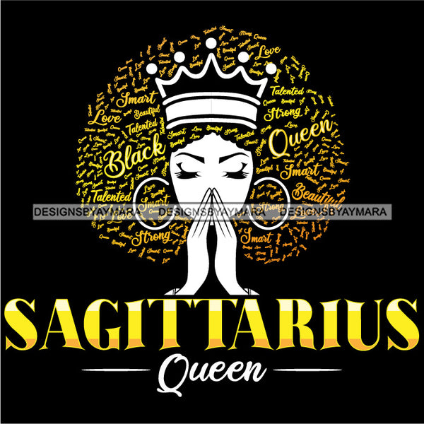 Sagittarius Queen Calendar Afro Woman Melanin Popping Nubian Black Girl Magic SVG Cutting Files For Silhouette Cricut and More