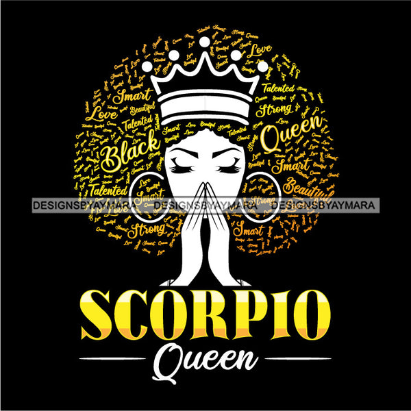 Scorpio Queen Calendar Afro Woman Melanin Popping Nubian Black Girl Magic SVG Cutting Files For Silhouette Cricut and More